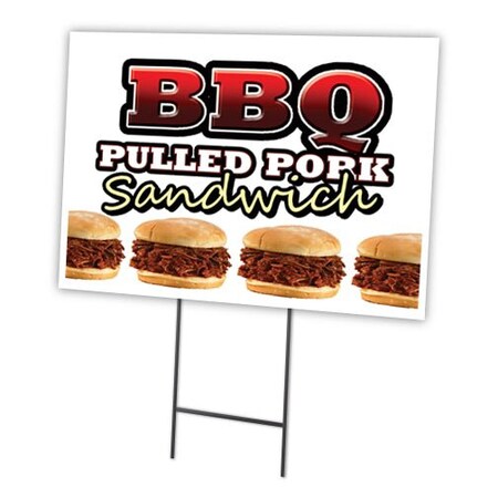 Signmission Bbq Pulled Pork Yard Sign & Stake outdoor plastic coroplast window, C-1824 Bbq Pulled Pork C-1824 Bbq Pulled Pork